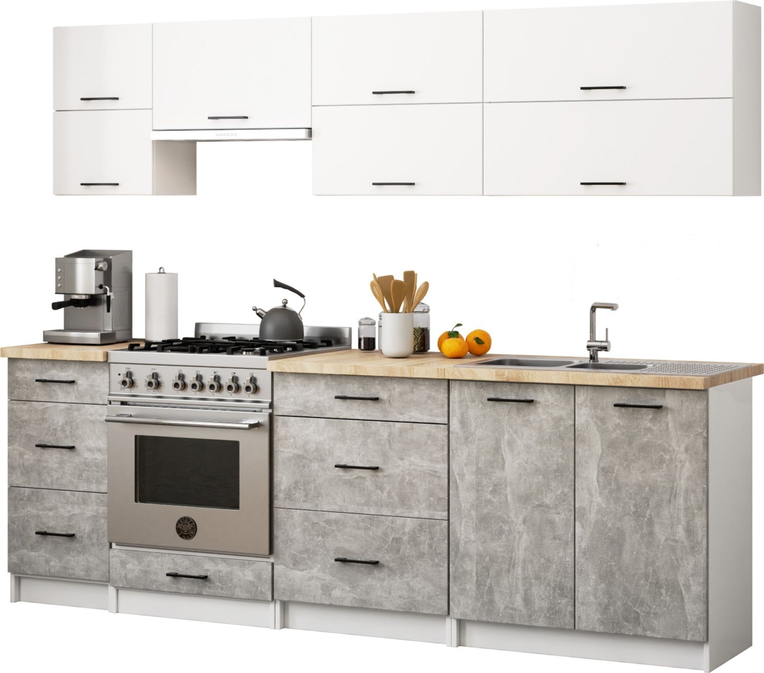 Fabryka Mebli Akord MEBLE KUCHENNE ZESTAW OLIWIA G2 2.4M BIAŁY-BETON