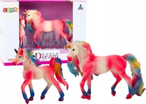 Figurka LeanToys Figurki Kolekcjonerskie Jednorożec z Małym Różowy 2 El