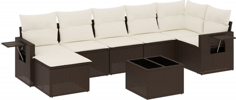 vidaXL 8-częściowy zestaw wypoczynkowy do ogrodu, z poduszkami, brązowy