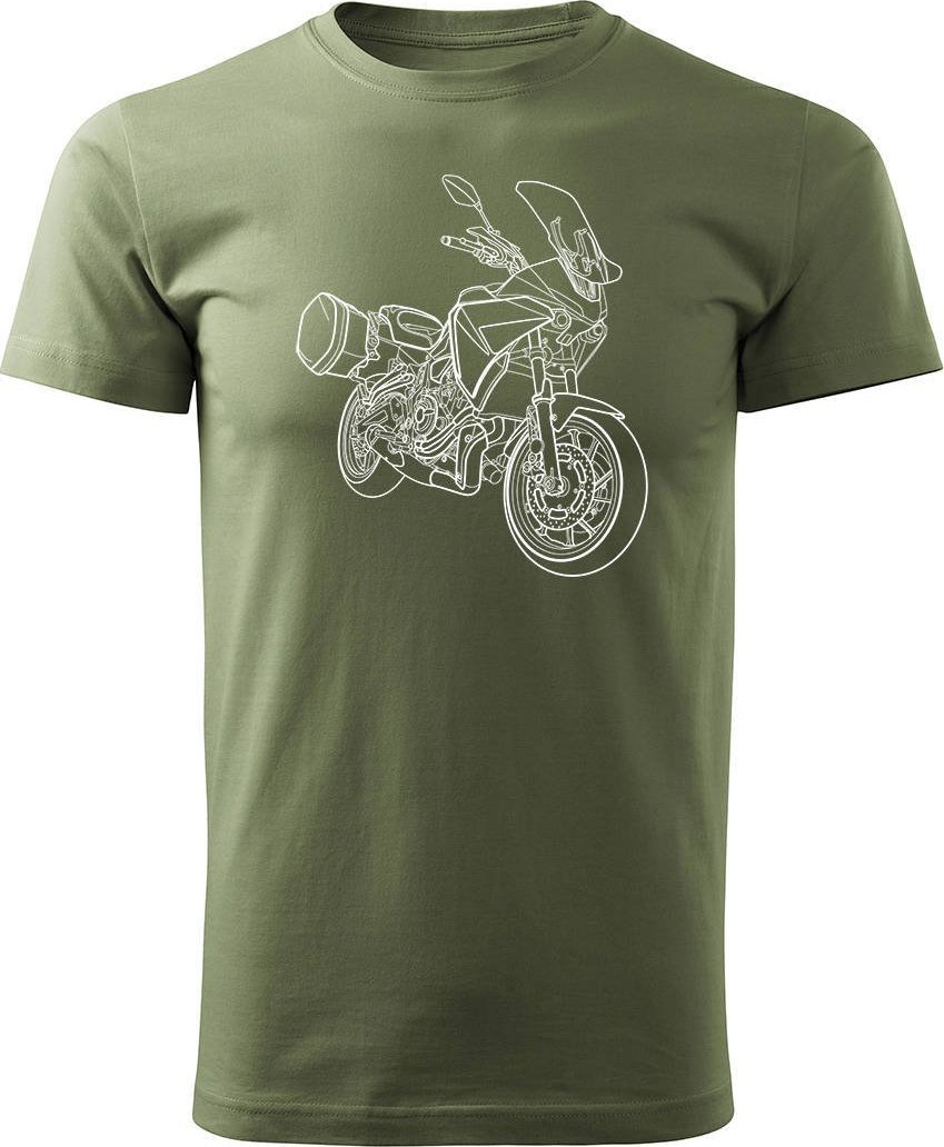 Topslang Koszulka motocyklowa z motocyklem na motor Yamaha Tracer 7 700 męska khaki M