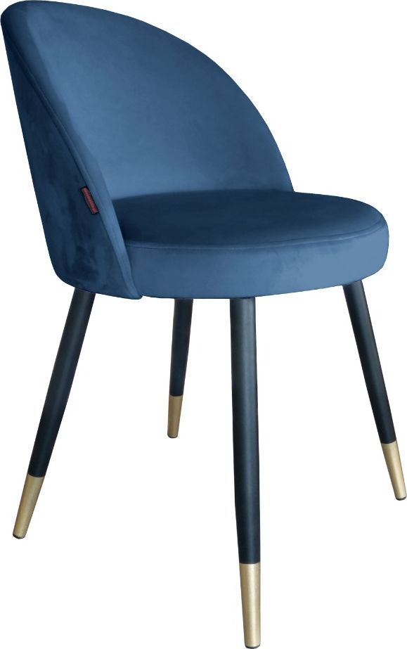 Atos Krzesło TANEW VELVET GOLD ciemno niebieskie tapicerowane ATOS