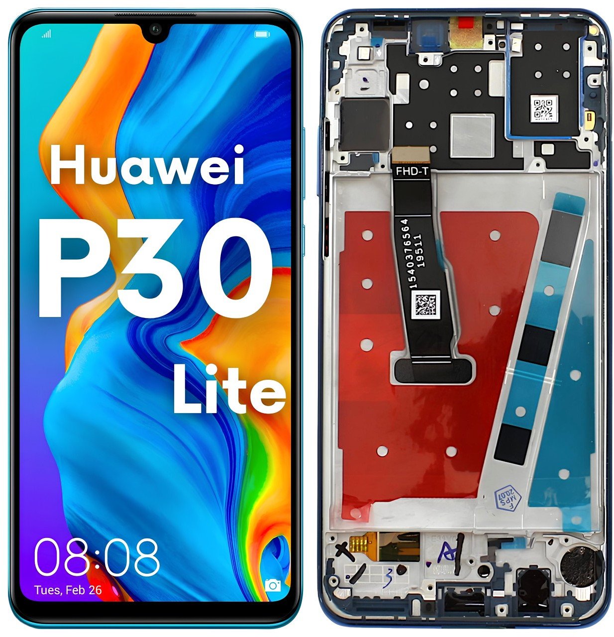 Wyświetlacz do Huawei P30 Lite LCD MAR-LX1A Ekran Niebieski Ramka