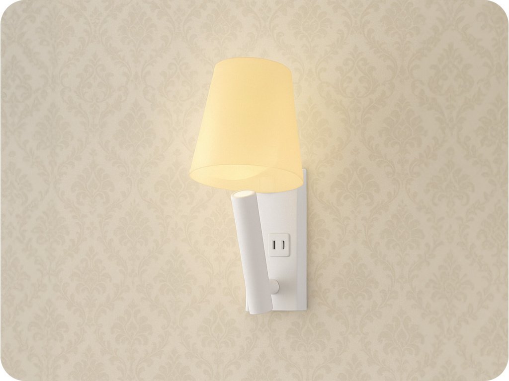 Kinkiet VTAC Oprawa LED 2W COB CREE biały kinkiet do hotelu nad łóżko USB+USB C klosz VT-80062-W 3000K 60lm