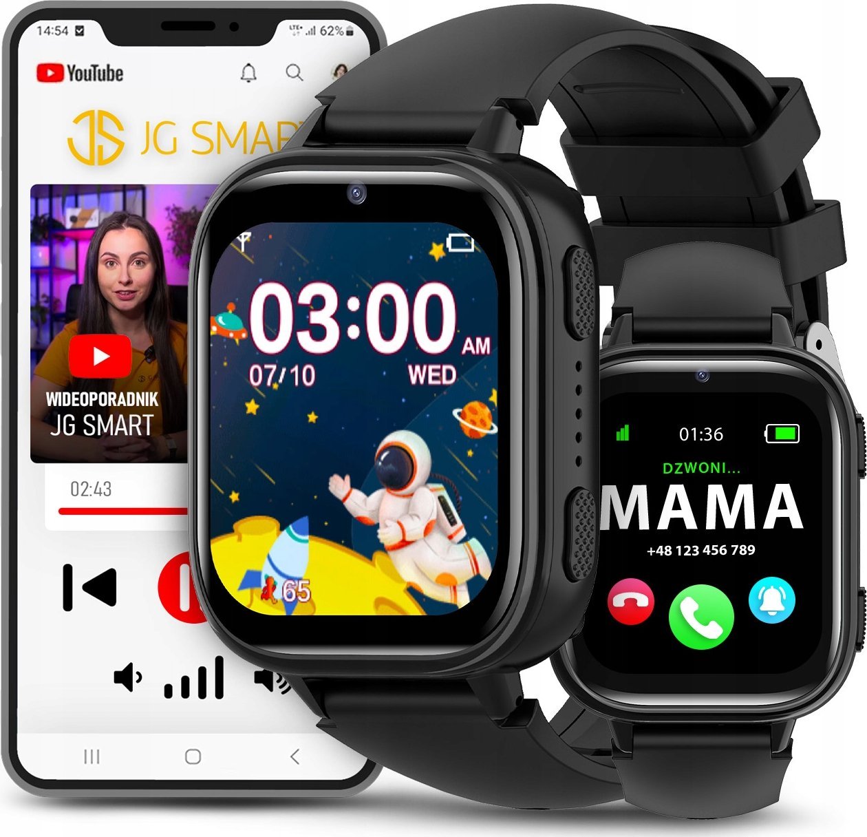 Smartwatch Dla Dziecka Dziecięcy Zegarek Telefon SIM Gry Nauka Aparat Bajki