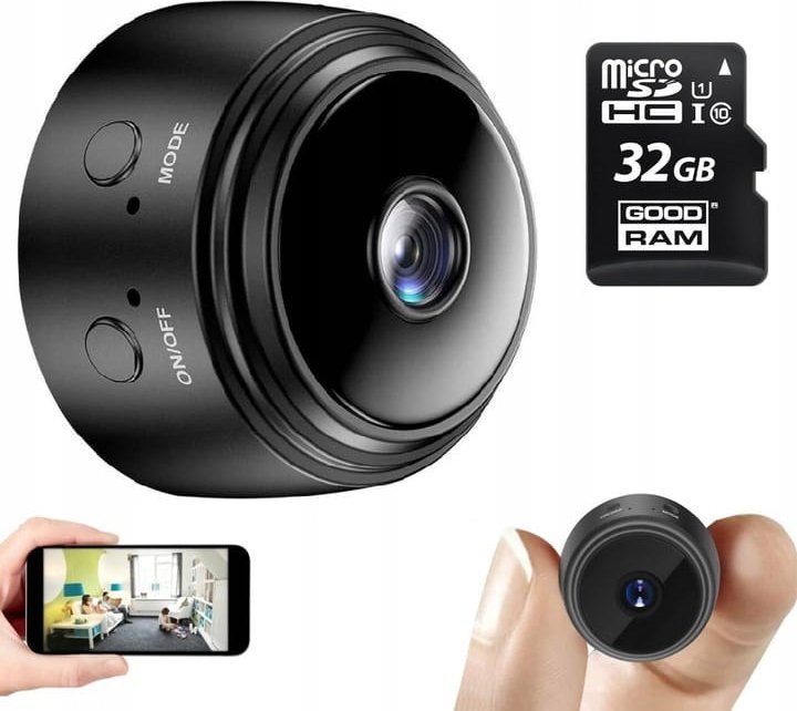 MARK1 KAMERA mini szpiegowska bezprzewodowa USB K01 (czarna) + KARTA 32GB
