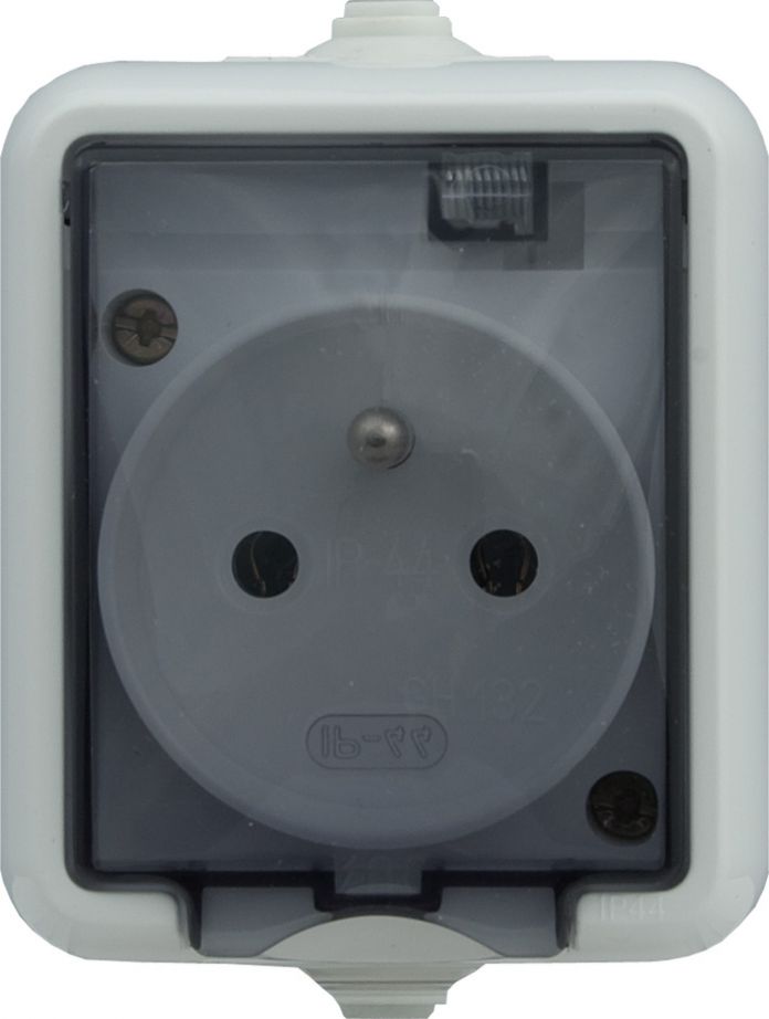 KOS HYDRO LINE Gniazdo hermetyczne pojedyncze z/u 16A IP44 z klapką dymną białe (121432)