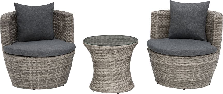 Shumee Zestaw mebli balkonowych rattanowy szary CAPRI
