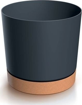 Prosperplast Doniczka z podstawką okrągła antracyt Tubo 12,8 cm