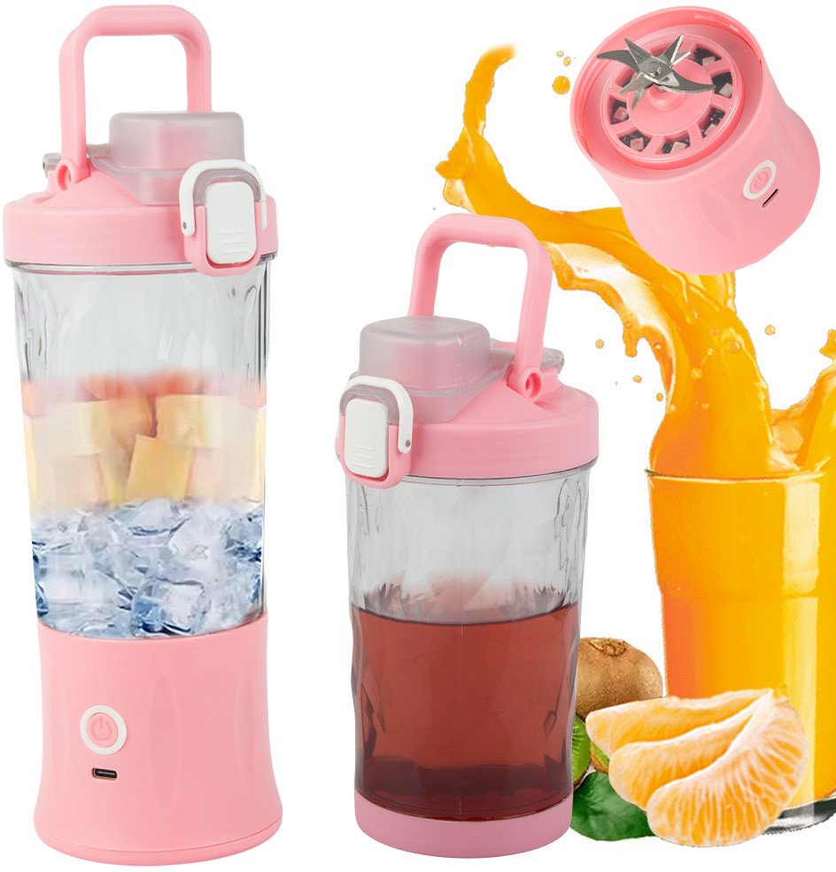 Blender do smoothie przenośny usb bezprzewodowy rozdrabniacz do lodu róż