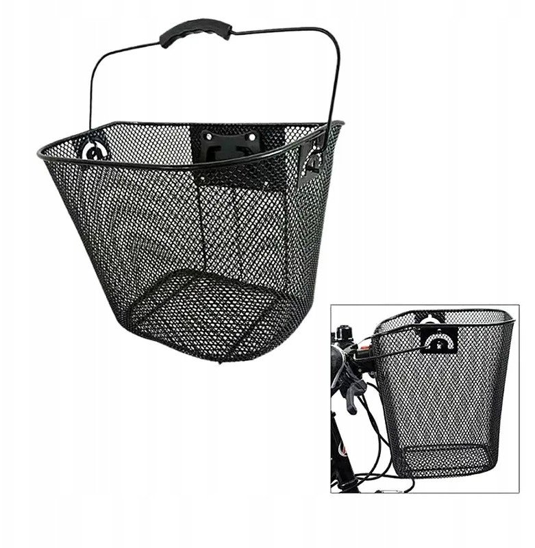 METALOWY DUŻY KOSZ KOSZYK ROWEROWY NA KIEROWNICĘ NA CLICK UCHWYT
