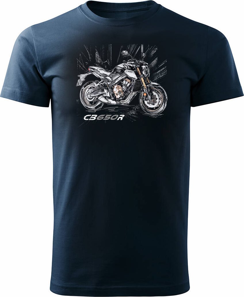 Topslang Koszulka z motocyklem na motor Honda CB650R CB 650 R męska granatowa REGULAR L