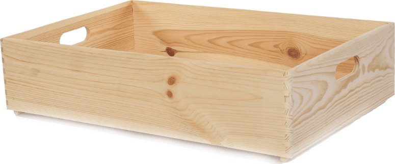 Wamar-Sosenka Drewniana Skrzynka z uchwytami 13,5x60x40 cm - Naturalna Surowa Szlifowana Drewno sosnowe 25 litrów / Wamar-Sosenka