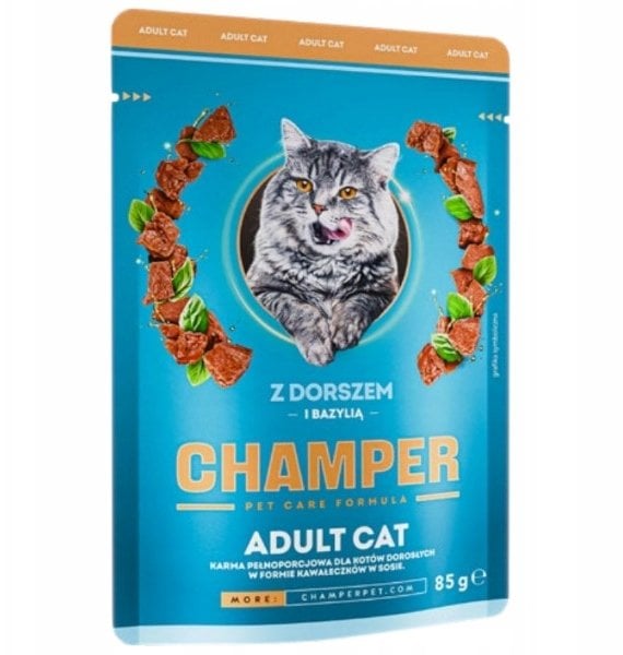Bozita CHAMPER KOT z dorszem i bazylią w sosie - saszetka 85g