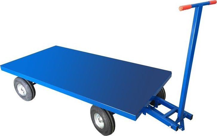 WiZ Wózek platformowy. Platforma z blachy 3mm. Wym. 1000x2000mm (Koła: Pneumatyczne)