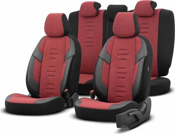 AMiO Komplet pokrowców na fotele samochodowe OTOM THRONE 103 RED 3-ZIP