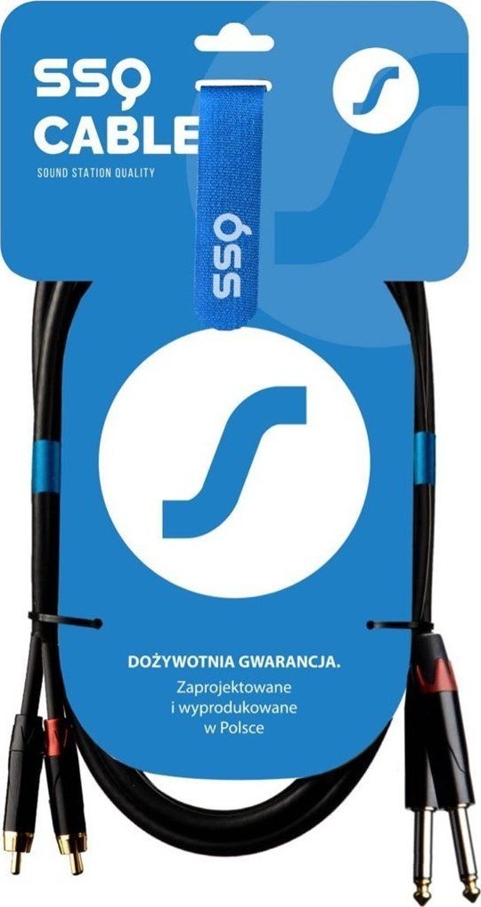 Kabel SSQ Jack 6.3mm x2 - RCA (Cinch) x2 5m czarny (SS-1430)