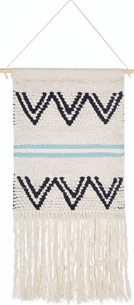 Beliani Dekoracja ścienna z frędzlami bawełniana beżowo-czarna FAZILPUR