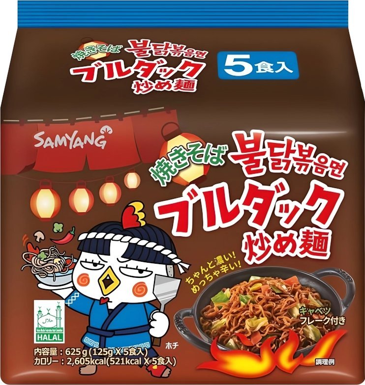 Samyang Danie o smaku ostrego kurczaka Yakisoba Buldak 5 x 125g - Samyang Japan