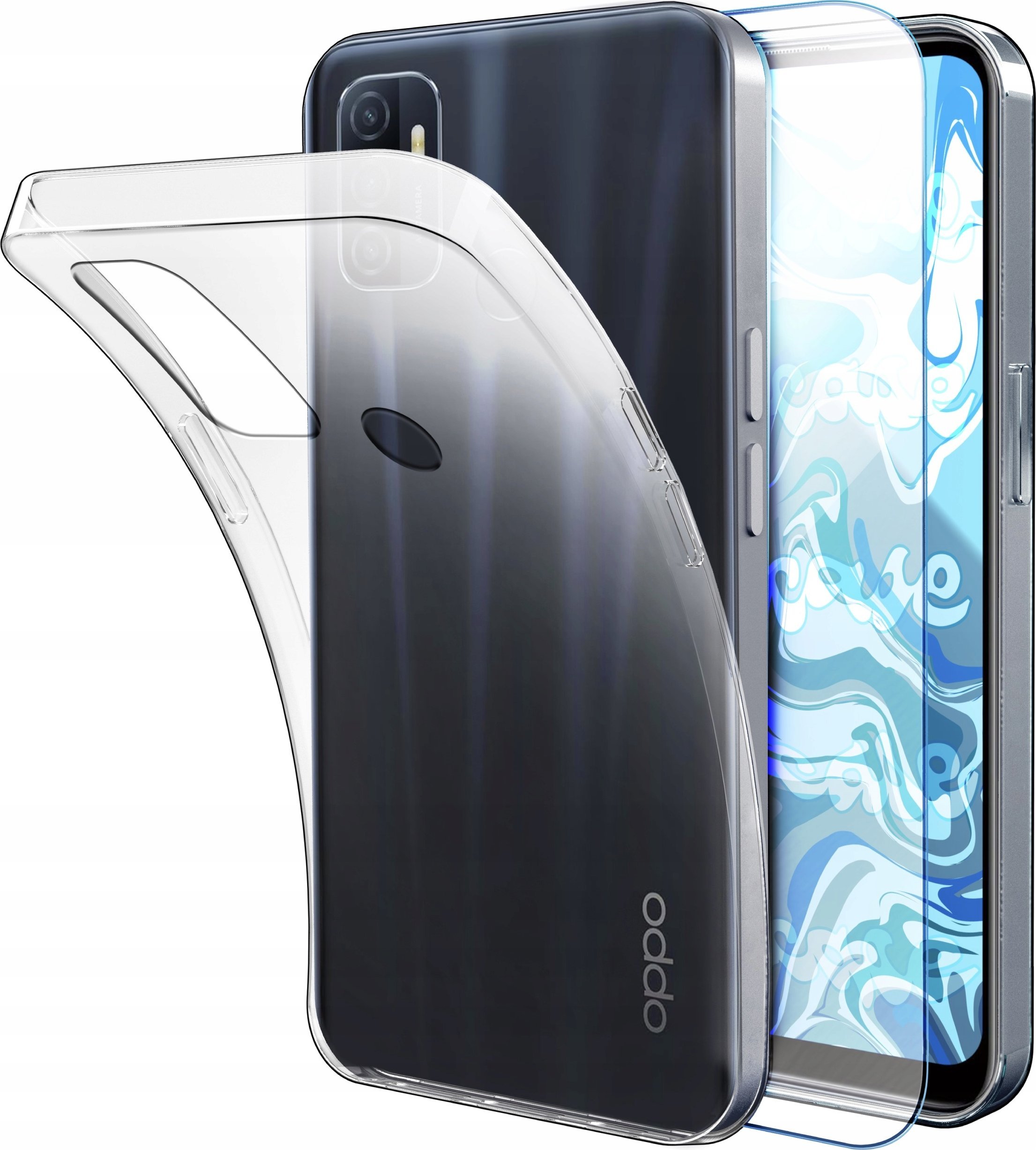 Hello Case Etui Do Oppo A53 2020 / Oppo A53S (Przezroczyste, Silikonowe, Guma) Szkło