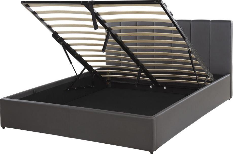 Beliani Łóżko z pojemnikiem ekoskóra 140 x 200 cm szare DREUX