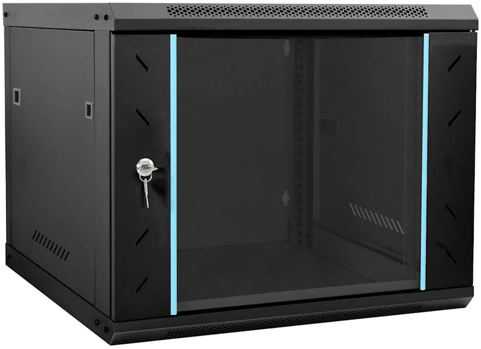 vidaXL Szafa sieciowa z przechowywaniem Czarny 60 x 60 x 50 cm Stal