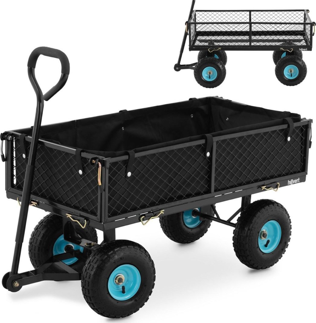 Hillvert Wózek ogrodowy składany z plandeką do przewożenia ziemii nawozu do 300 kg