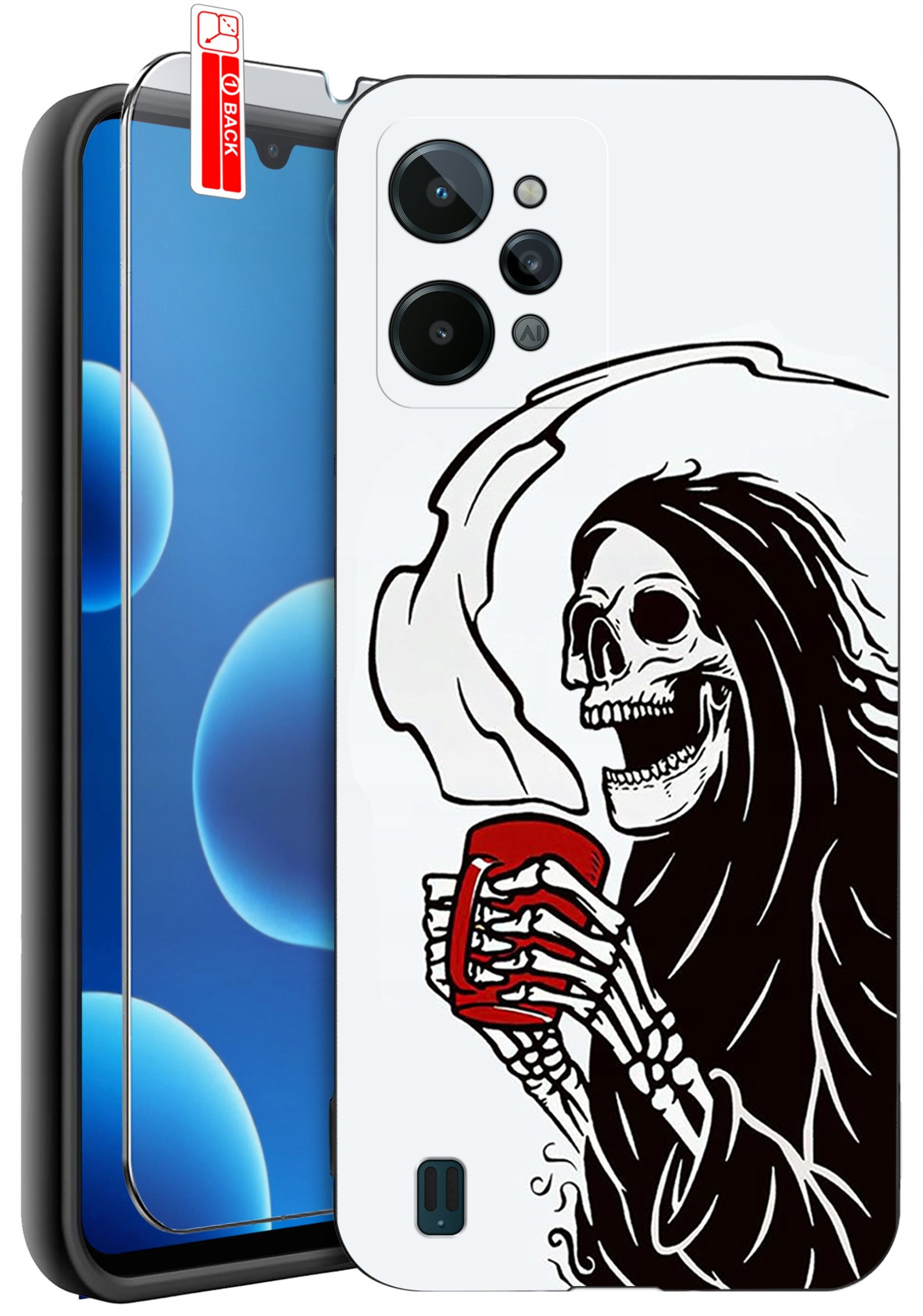 ETUI do Realme C31| WZORY | SILIKONOWE MATT CASE + SZKŁO 9H