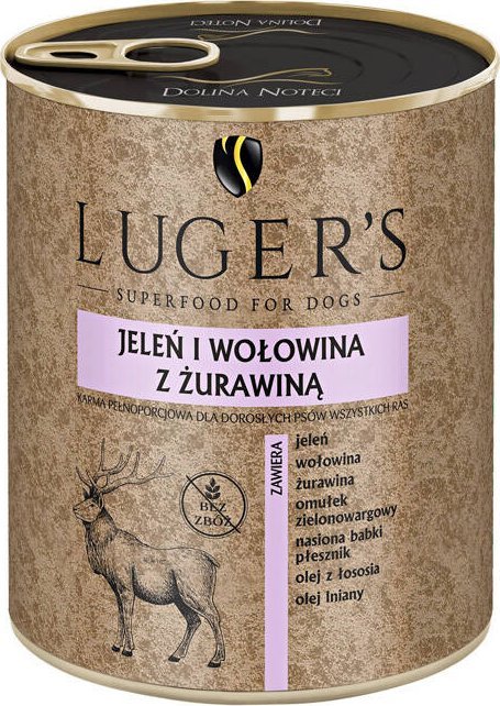 Karma mokra dla psa Lugers jeleń i wołowina z żurawiną 800 g