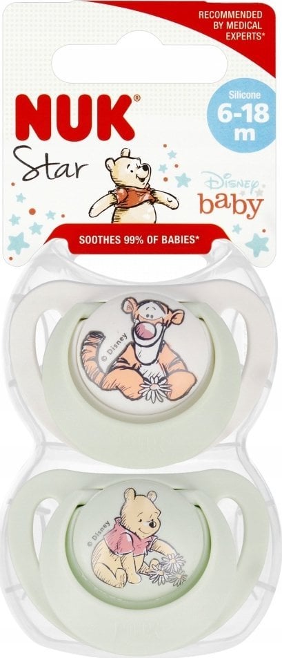 NUK Smoczek uspokajający silikonowy 6-18m 2 szt. Star Kubuś Puchatek