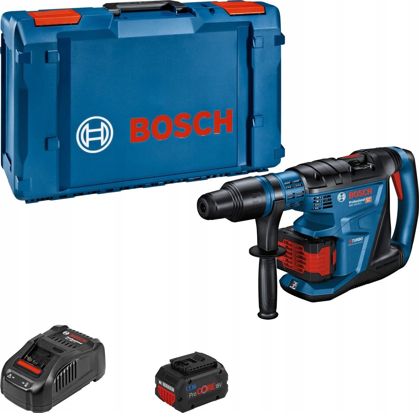 Bosch Bosch cordless hammer drill BITURBO GBH 18V-40 C Professional, 18Volt (blue/black, 2x battery ProCORE18V 5.5Ah, in XL-BOXX)