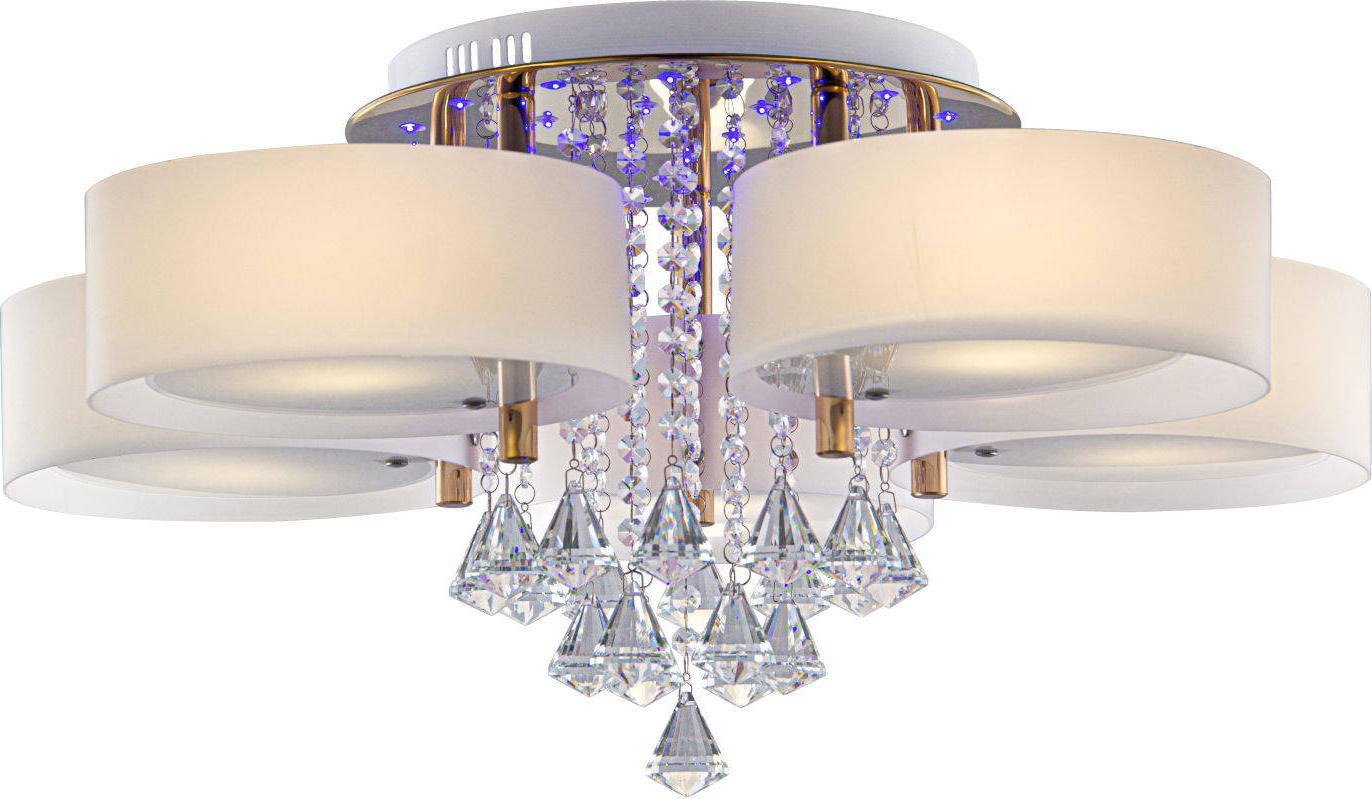 Lampa sufitowa Mdeco LAMPA sufitowa ELMDRS8006/5 TR GL MDECO glamour OPRAWA crystal z pilotem złota biała