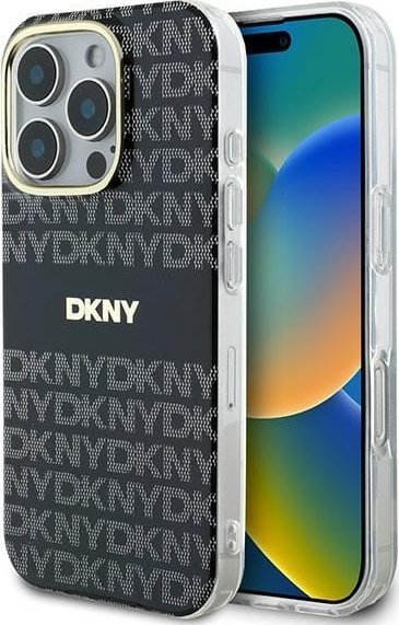 DKNY DKNY DKHMP16LHRHSEK iPhone 16 Pro 6.3" czarny/black hardcase Repeat Texture Pattern With Stripe