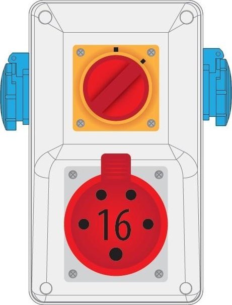 Pawbol Rozdzielnica R-BOX KOMPAKT 16A/5 2x250V wył. 0/1 - B.165/2/01