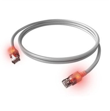 Kabel krosowy EasyLan S/FTP DualBoot LED Cat.6A, RJ45 / RJ45, LSOH, szary, 1,5 m