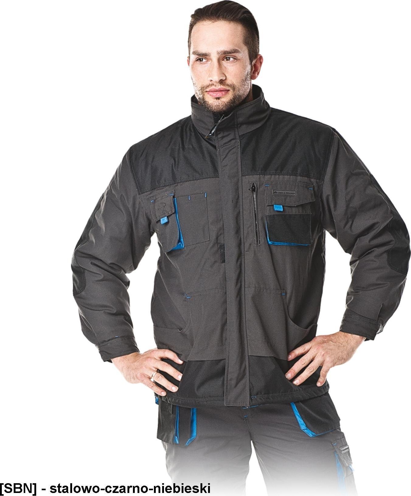 R.E.I.S. LH-FMNW-J - KURTKA ZIMOWA OCHRONNA OCIEPLANA - stalowo-czarno-niebieski 2XL