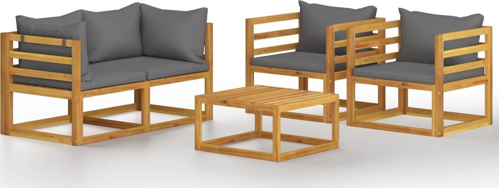vidaXL VidaXL 5-cz. zestaw wypoczynkowy do ogrodu, poduszki, drewno akacjowe