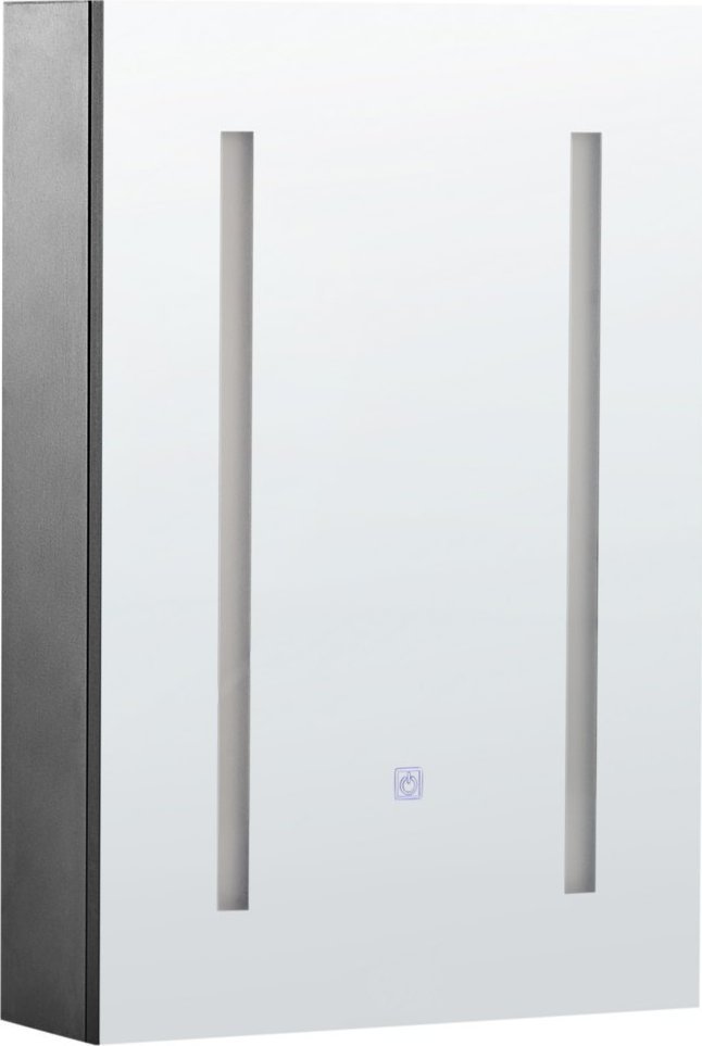 Beliani Szafka łazienkowa wisząca z lustrem LED 40 x 60 cm biała CAMERON