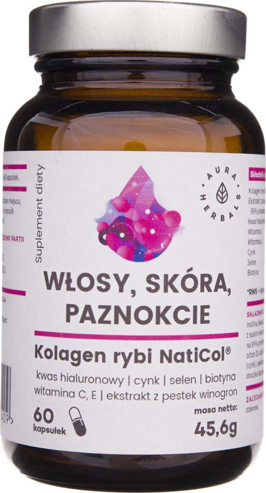 Aura Herbals Aura Herbals Kolagen Rybi NatiCol Włosy Skóra Paznokcie 800 mg - 60 kapsułek