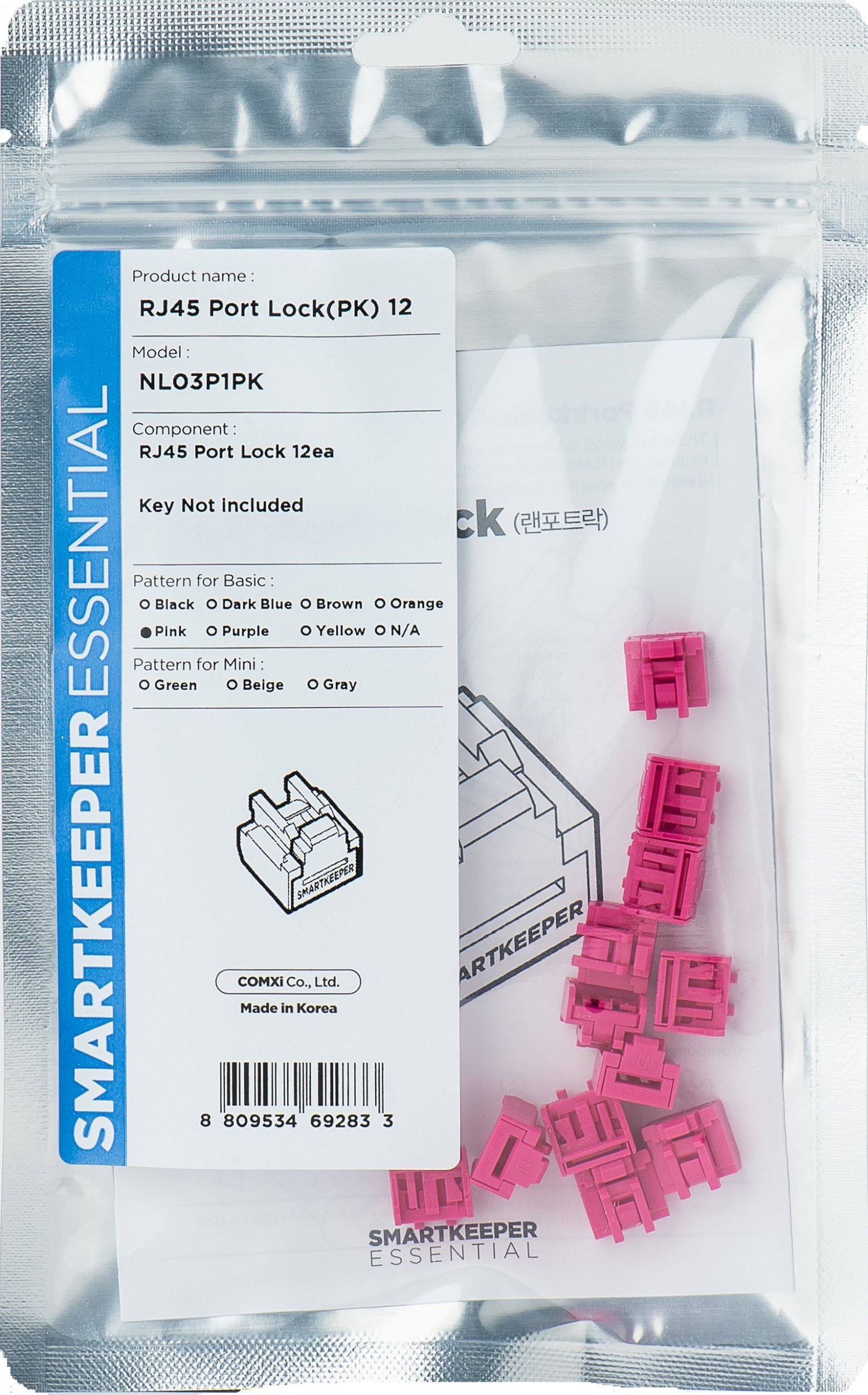 Smartkeeper SMARTKEEPER Basic RJ45 Port Lock 12 - 12x záslepka, růžová