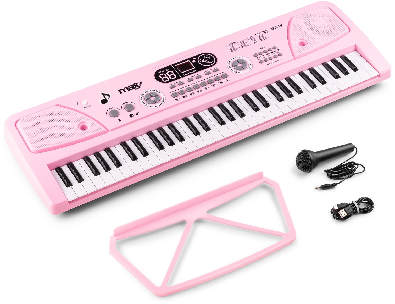 Max Keyboard 61 klawiszy KD61 różowy z akumulatorem one size