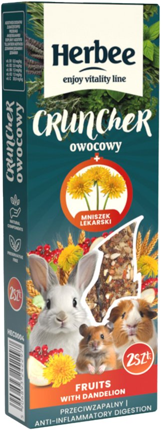 HERBEE cruncher dla gryzoni i królików 115g owocowy z mniszkiem lekarskim