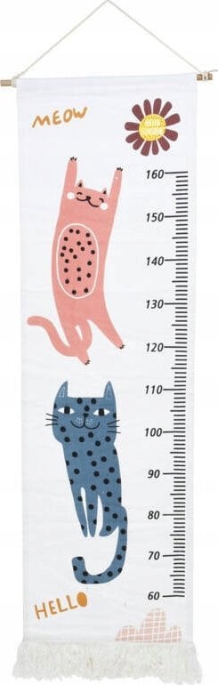 Home Styling Collection Miarka wzrostu na ścianę płócienna z frędzlami, do 160 cm wzrostu, 40 x 140 cm