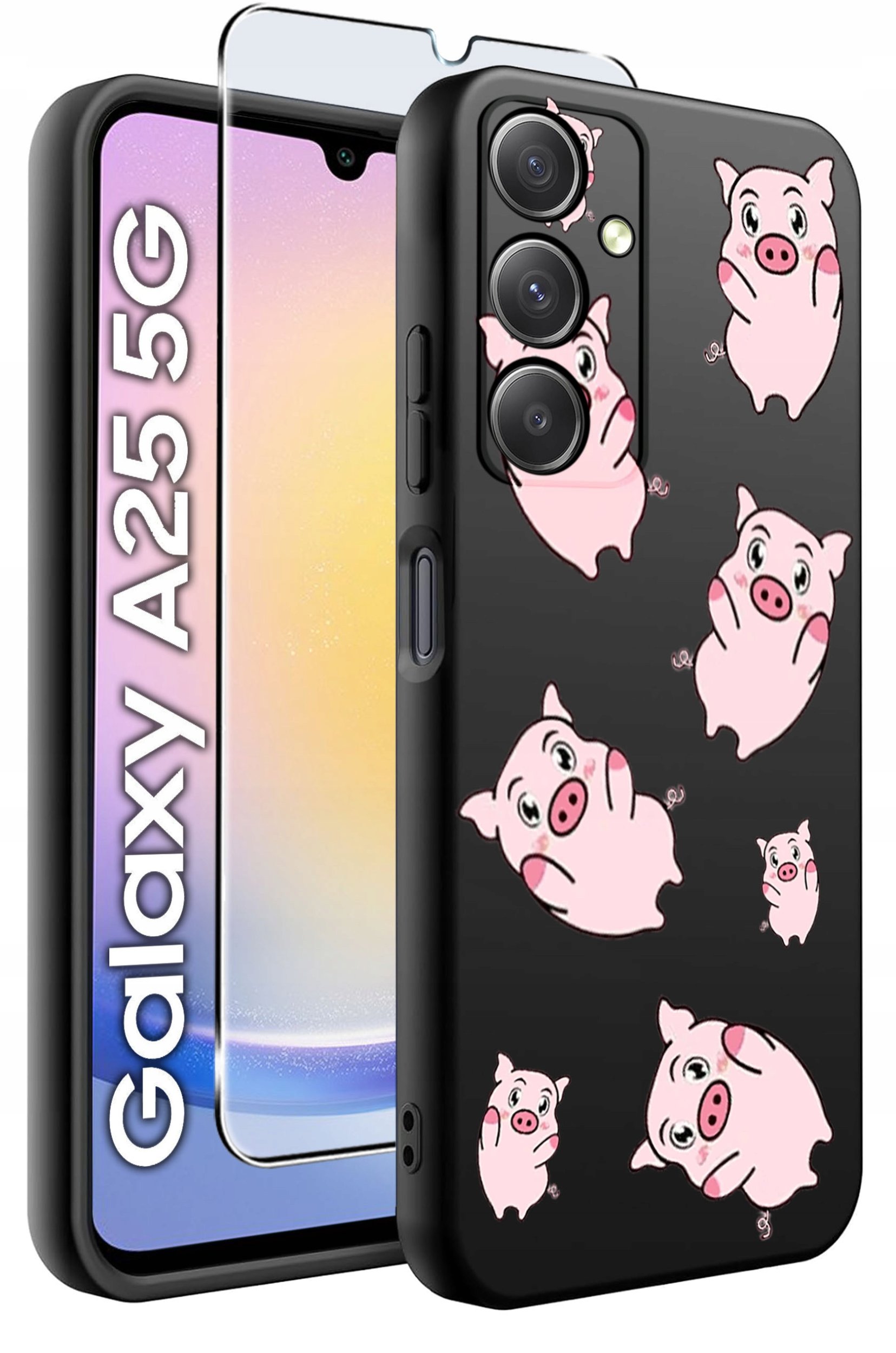 ETUI do Samsung A25 5G WZORY | SILIKONOWE MATT CASE + SZKŁO HARTOWANE 9H