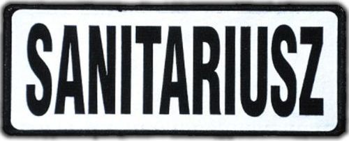 Polska Firma Emblemat SANITARIUSZ odblaskowy na rzepie 13 x 5 cm NOWY