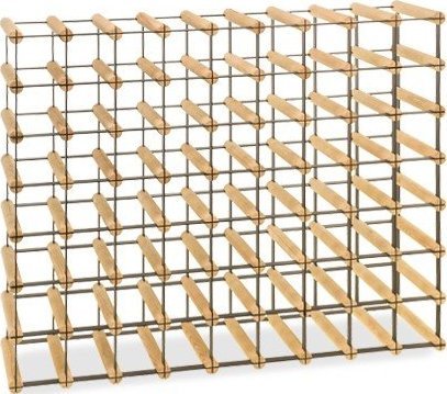 Wamar-Sosenka Regał na wino Stojak na 63 Butelki Szklane/ PET RW-8/ 9x7 Surowy Naturalny Metal + Drewno RW-8-9x7-63