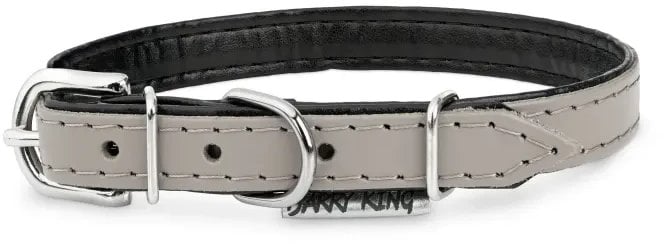 Obro�a sk�rzana dla psa, szary/czarny, M-L, 16mm/45cm