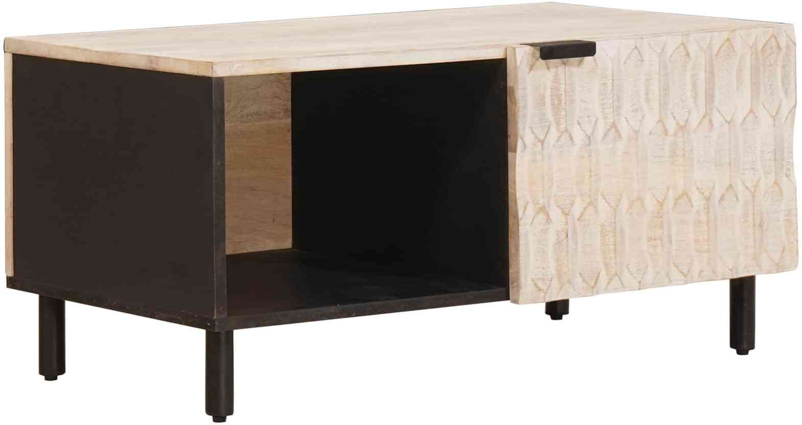 vidaXL Stolik kawowy Biały 80 x 50 x 40 cm Drewno mango