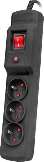 Listwa przeciwprzepięciowa 3 gniazda o długości 1,5m czarna ARcon M3