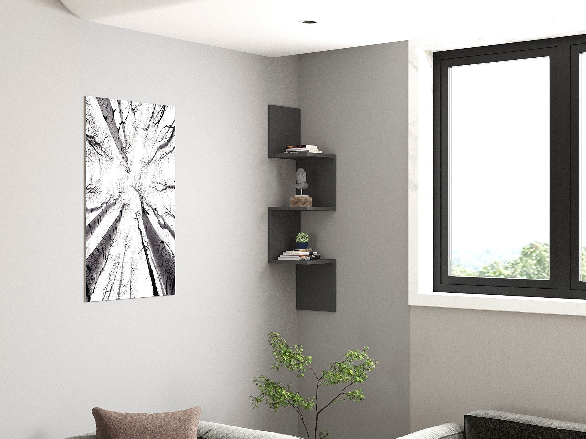 Lentynėlė Asir, 105,4x25x25 cm, pilka