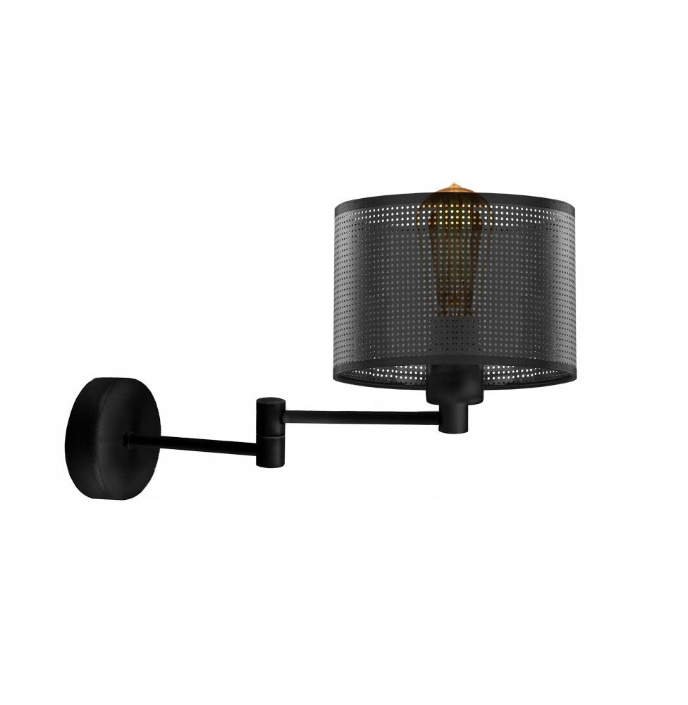 Regulowany prawo-lewo kinkiet ścienny do salonu z ażurowym abażurem BRAGE AŻUR